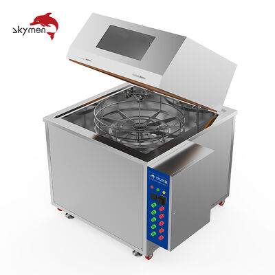 Máquina industrial de limpeza ultrassônica de spray rotativo de alta pressão para desengorduramento de peças de metal
