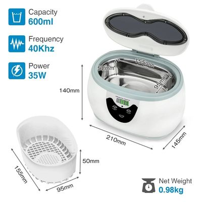 SUS304 líquido de limpeza ultrassônico do tanque 35W 600ml Benchtop para a beleza do prego